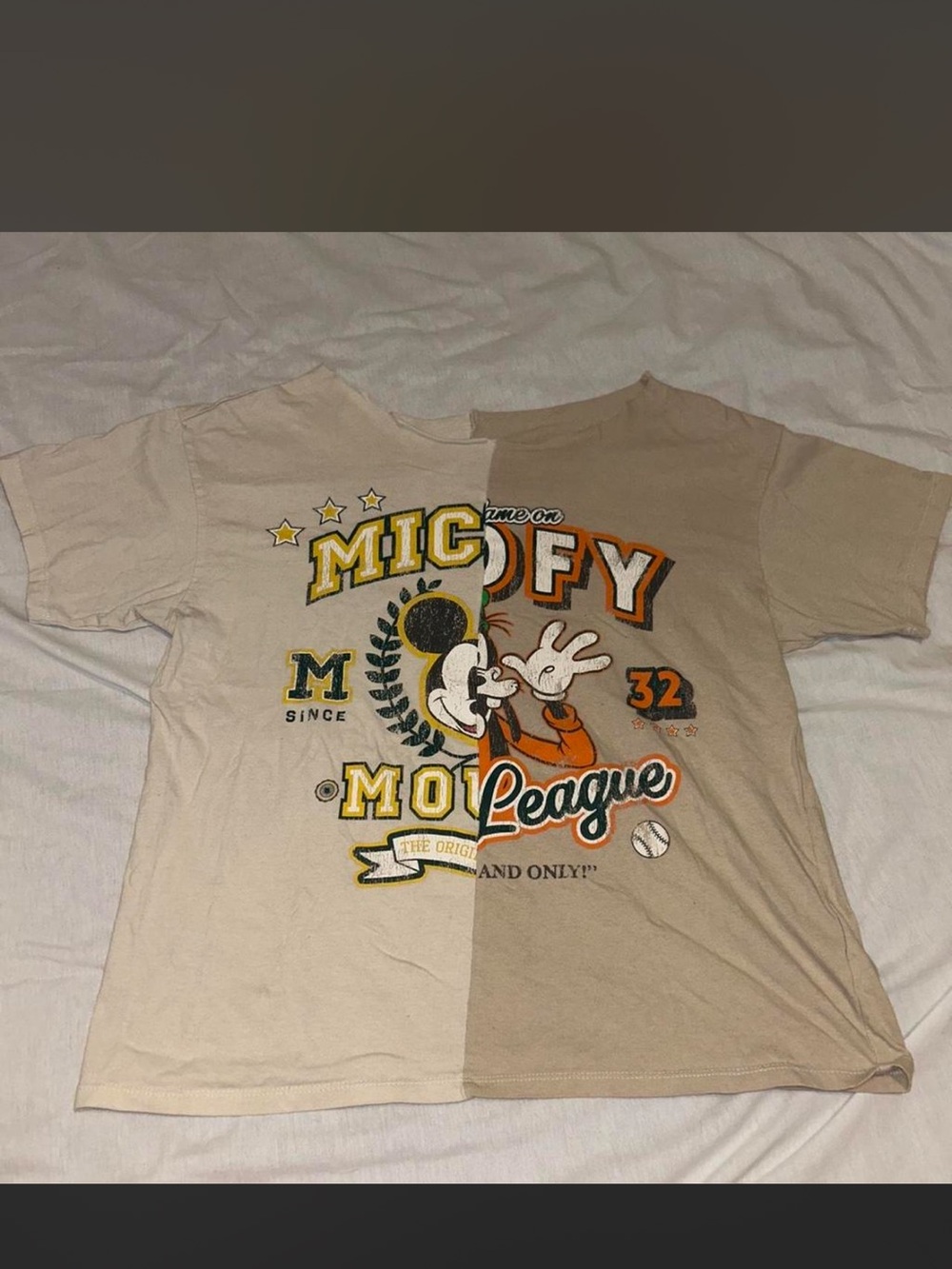 Mickey Mouse League Graphic Tee - Beige & Tan